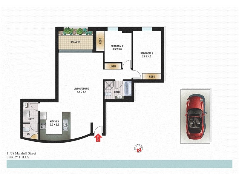 11/38 Marshall Street, Surry Hills NSW 2010 Floorplan