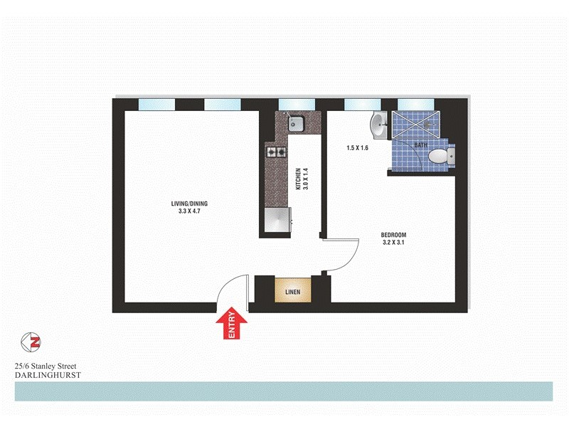 25/6 Stanley Streey, Darlinghurst NSW 2010 Floorplan