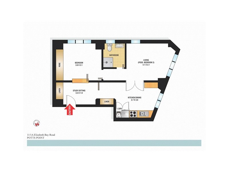 11/1A Elizabeth Bay Road, Potts Point NSW 2011 Floorplan