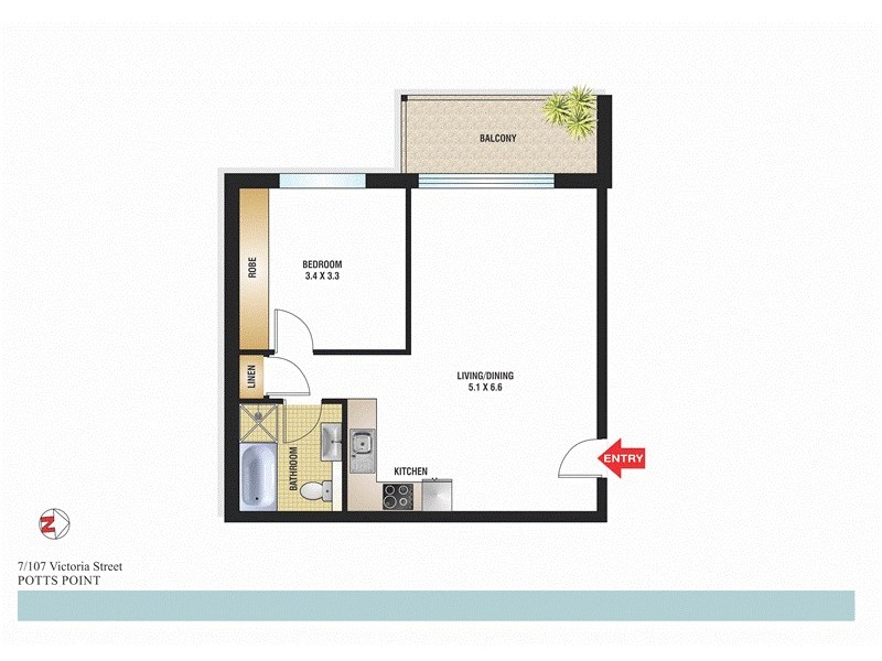 7/107 Victoria Street, Potts Point NSW 2011 Floorplan