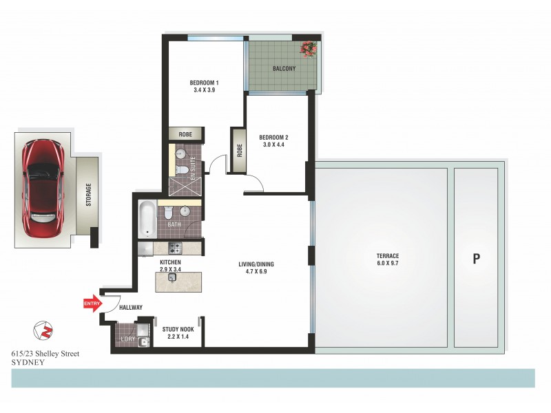 615/23 Shelley Street, Sydney NSW 2000 Floorplan