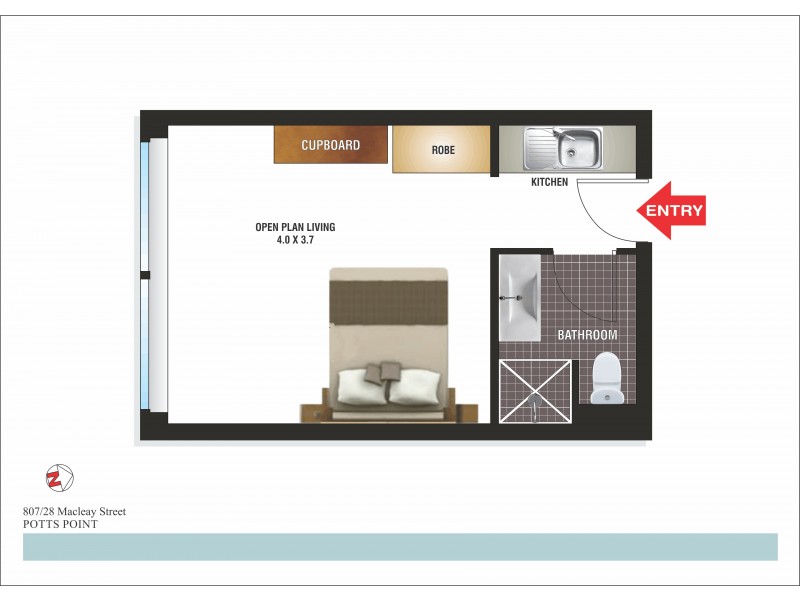 807/28 Macleay Street, Potts Point NSW 2011 Floorplan