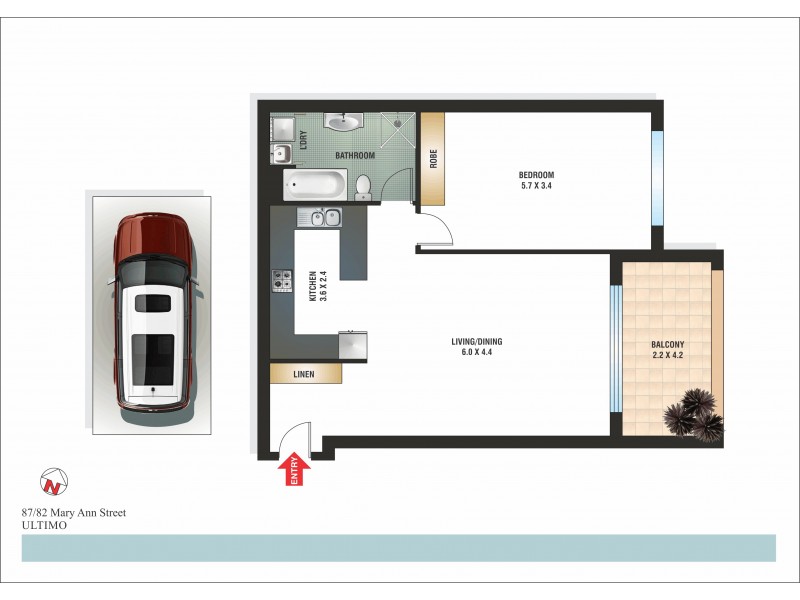 87/82 Mary Ann Street, Ultimo NSW 2007 Floorplan