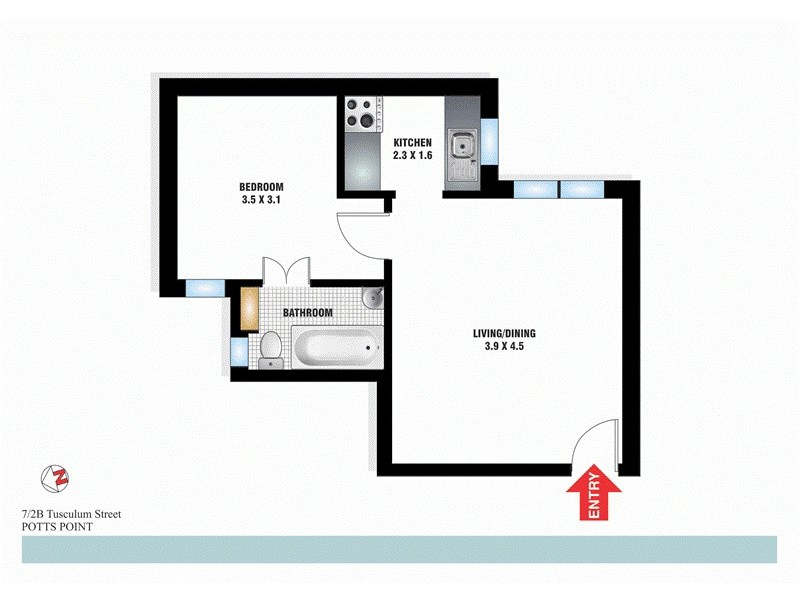 7/2B Tusculum Street, Potts Point NSW 2011 Floorplan