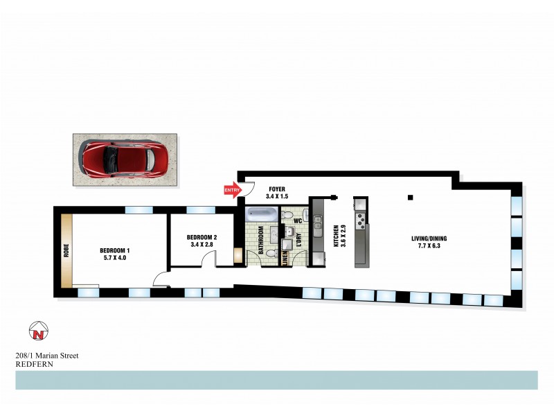 208/1 Marian Street, Redfern NSW 2016 Floorplan
