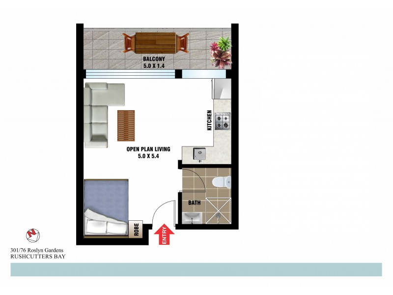 301/76 Roslyn Gardens, Elizabeth Bay NSW 2011 Floorplan