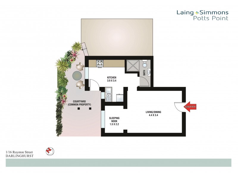 1/16 Royston Street, Darlinghurst NSW 2010 Floorplan