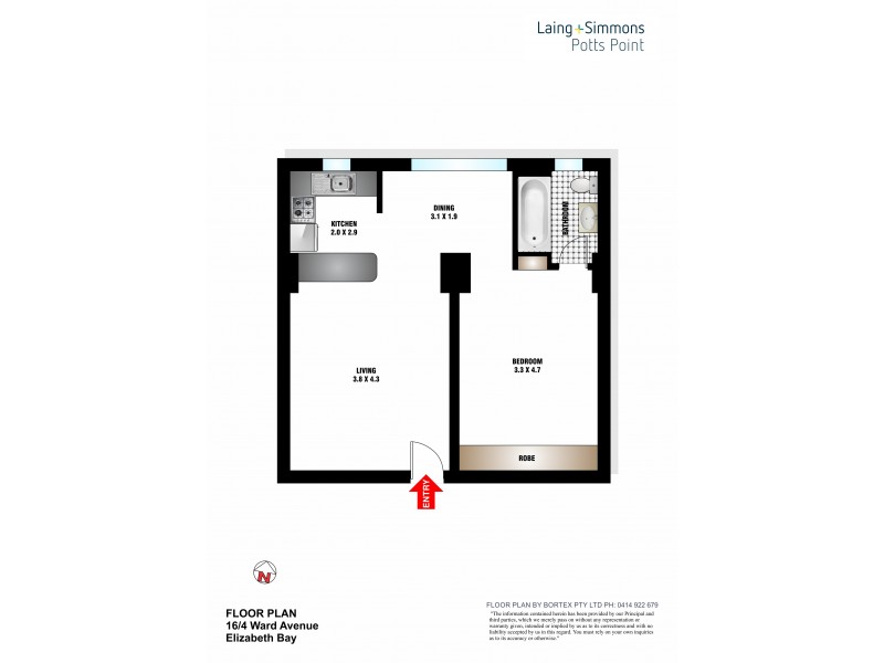 16/4 Ward Avenue, Elizabeth Bay NSW 2011 Floorplan