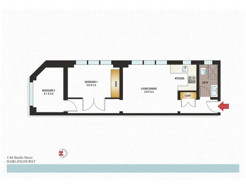 1/44 Hardie Street, Darlinghurst NSW 2010 Floorplan