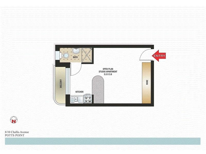 8/10 Challis Avenue, Potts Point NSW 2011 Floorplan
