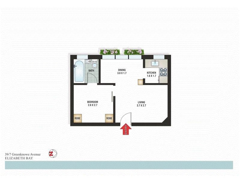 39/7 Greenknowe Avenue, Elizabeth Bay NSW 2011 Floorplan