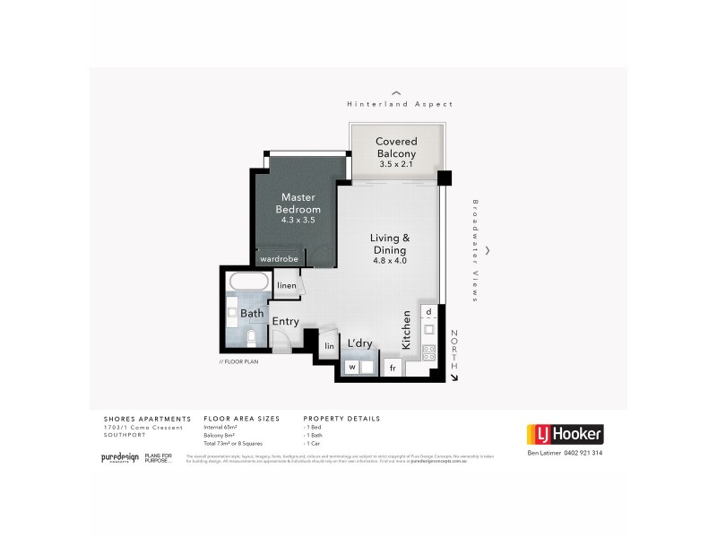 1703/1 Como Crescent, Southport QLD 4215 Floorplan