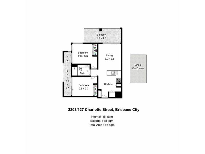 2303/127 Charlotte Street, Brisbane City QLD 4000 Floorplan