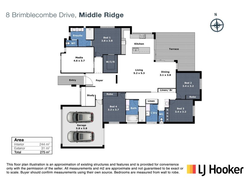 8 Brimblecombe Drive, Middle Ridge QLD 4350 Floorplan