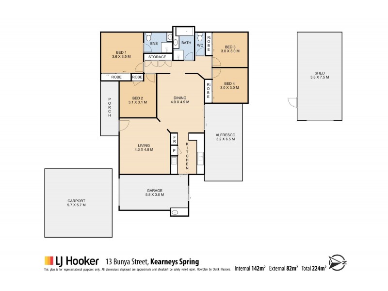 13 Bunya Street, Kearneys Spring QLD 4350 Floorplan