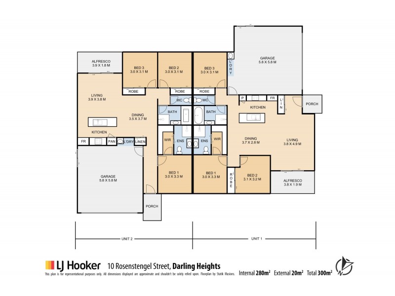 1 & 2/10 Rosenstengel Street, Darling Heights QLD 4350 Floorplan