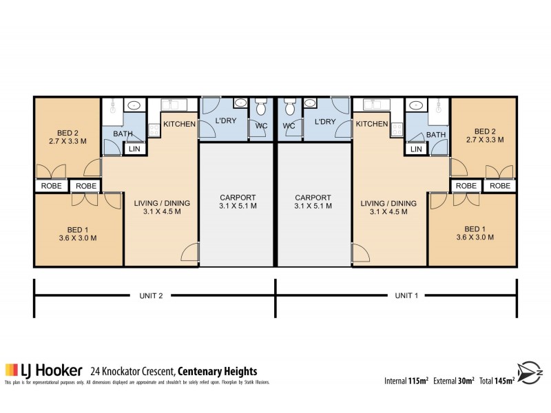 1 & 2/24 Knockator Crescent, Centenary Heights QLD 4350 Floorplan