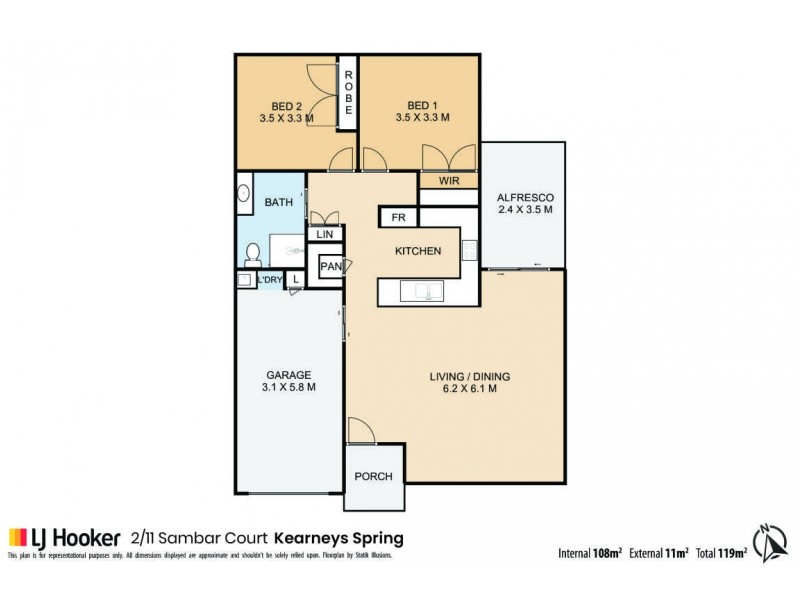2/11 Sambar Close, Kearneys Spring QLD 4350 Floorplan