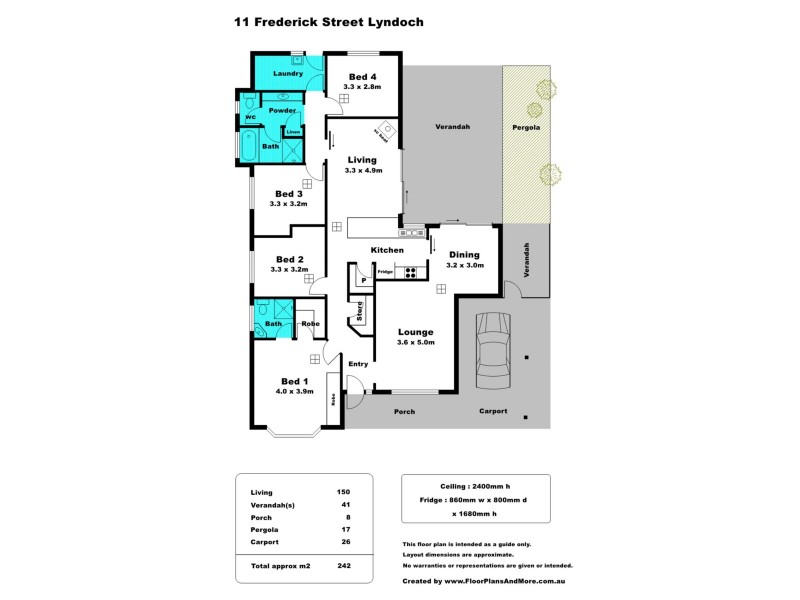 11 Frederick Street, Lyndoch SA 5351 Floorplan