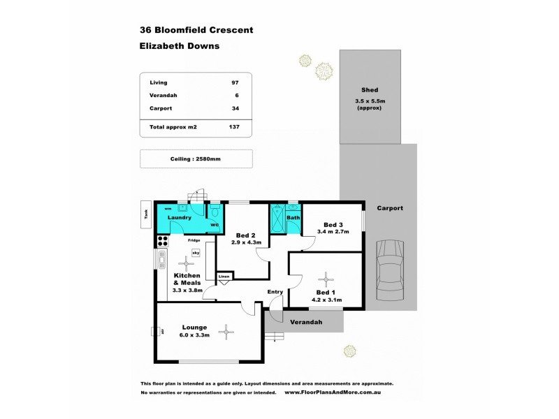 36 Bloomfield Crescent, Elizabeth Downs SA 5113 Floorplan