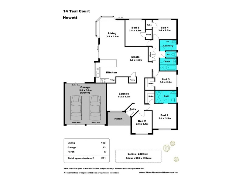 14 Teal Court, Hewett SA 5118 Floorplan