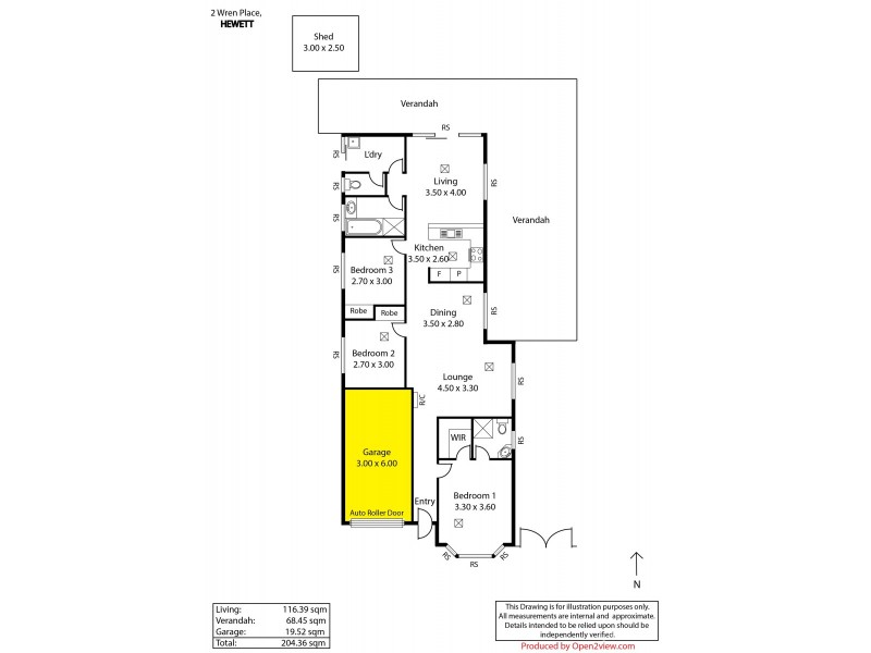2 Wren Place, Hewett SA 5118 Floorplan