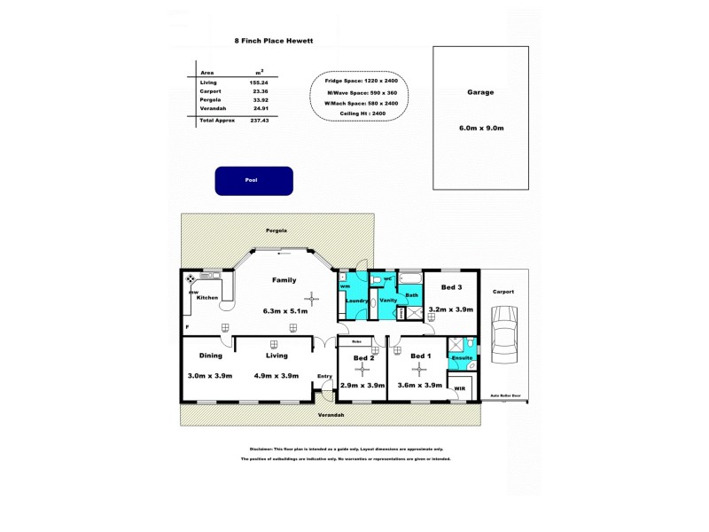 8 Finch Place, Hewett SA 5118 Floorplan