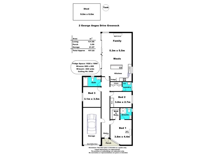 2 George Angas Drive, Greenock SA 5360 Floorplan