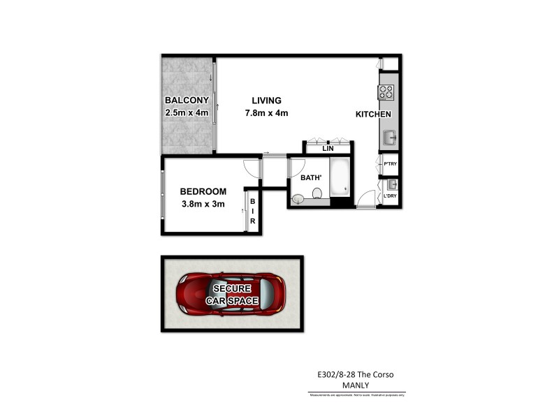 E302/8-28 The Corso, Manly NSW 2095 Floorplan