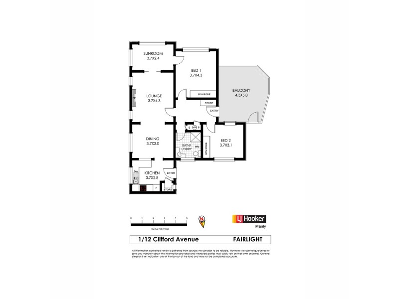 1/12 Clifford Avenue, Fairlight NSW 2094 Floorplan