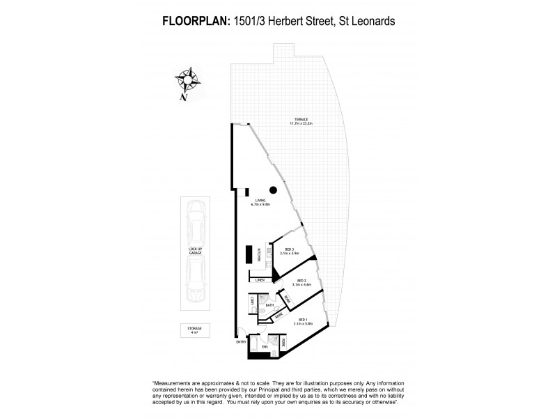 1501/3 Herbert Street, St Leonards NSW 2065 Floorplan