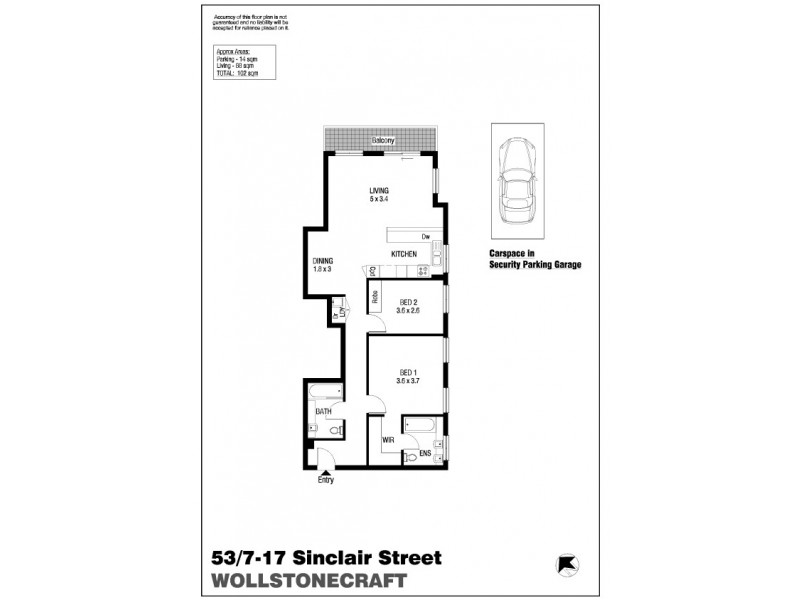 53/7-17 Sinclair Street, Wollstonecraft NSW 2065 Floorplan