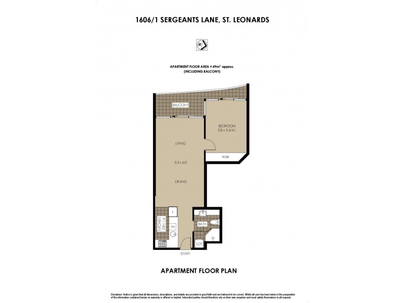 1606/1 Sergeants Lane, St Leonards NSW 2065 Floorplan