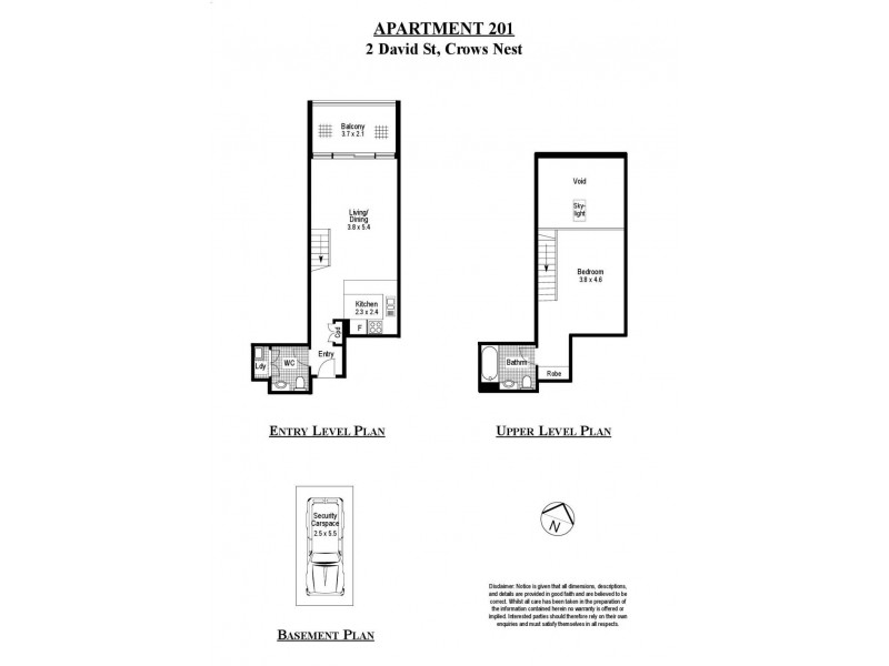 201/2 David Street, Crows Nest NSW 2065 Floorplan