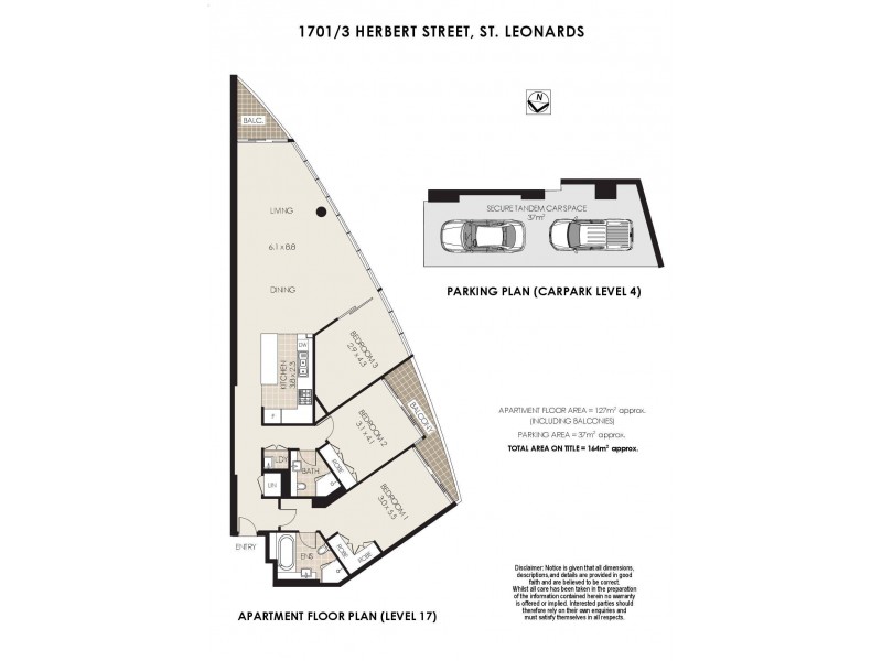 1701/3 Herbert Street, St Leonards NSW 2065 Floorplan