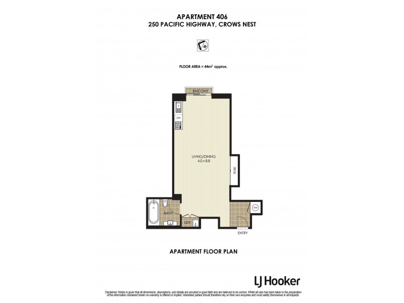 406/250 Pacific Highway, Crows Nest NSW 2065 Floorplan