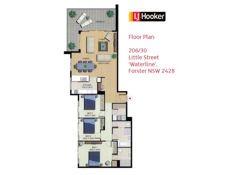 206/30 Little Street ‘Waterline’, Forster NSW 2428 Floorplan