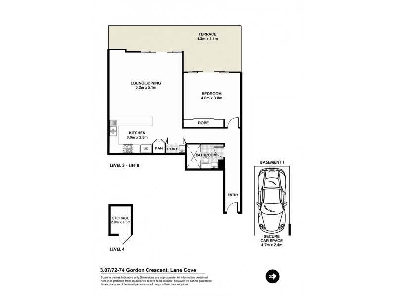 307/72-74 Gordon Crescent, Lane Cove NSW 2066 Floorplan