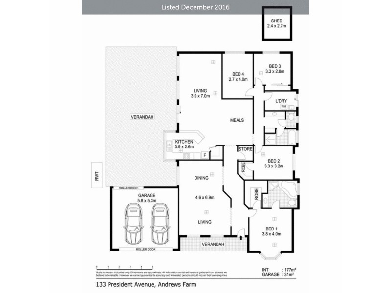 133 President Avenue, Andrews Farm SA 5114 Floorplan