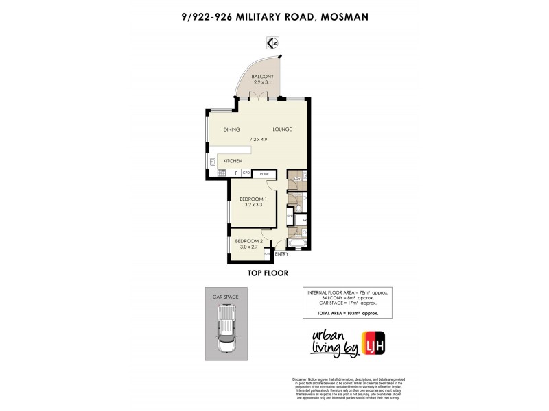 9/922 Military Road, Mosman NSW 2088 Floorplan