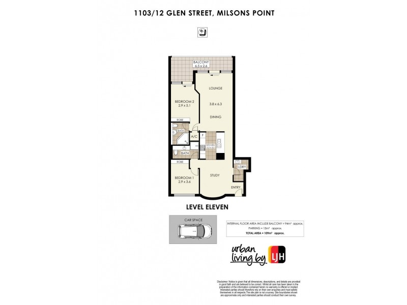 1103/12 Glen Street, Milsons Point NSW 2061 Floorplan