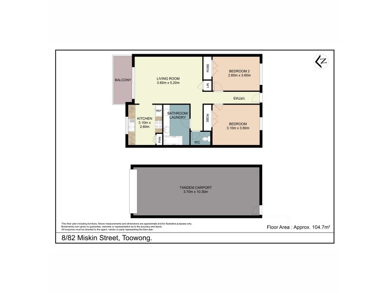 8/82 Miskin Street, Toowong QLD 4066 Floorplan