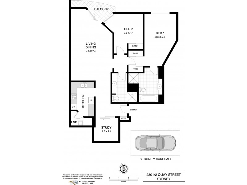 2301/2 Quay Street, Sydney NSW 2000 Floorplan