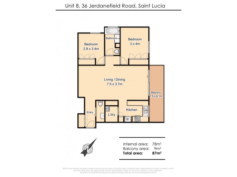8/36 Jerdanefield Road, St Lucia QLD 4067 Floorplan