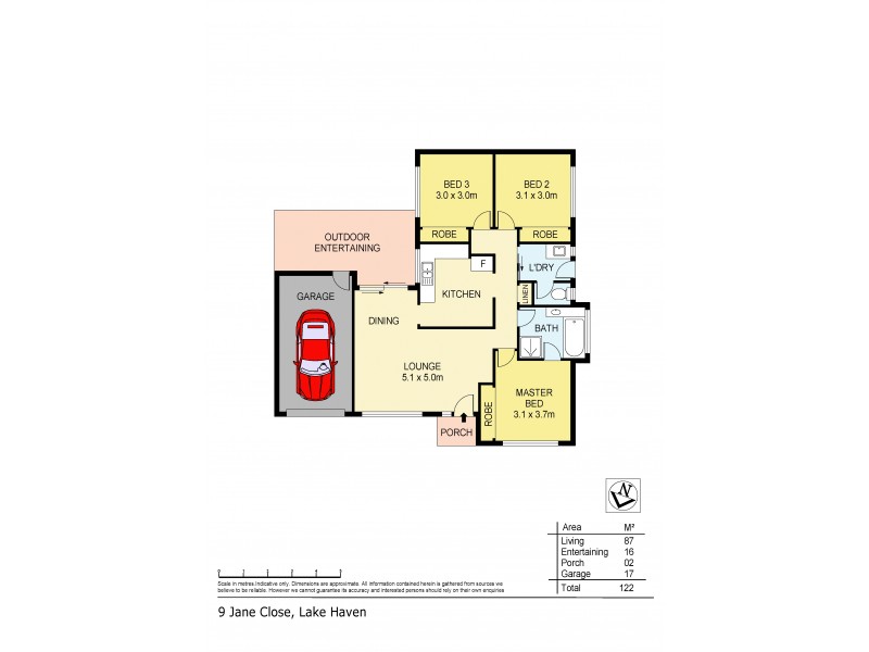 9 Jane Close, Lake Haven NSW 2263 Floorplan