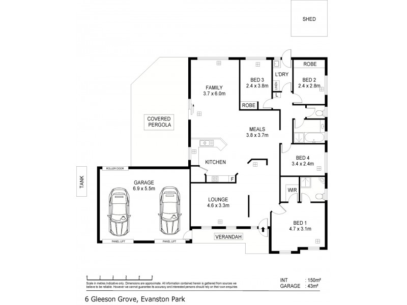 6 Gleeson Grove, Evanston Park SA 5116 Floorplan