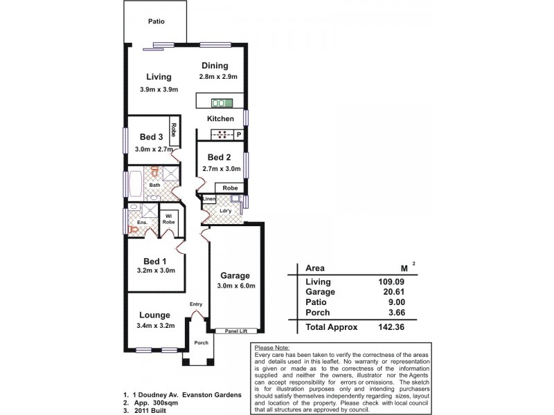 1 Doudney Avenue, Evanston Gardens SA 5116 Floorplan