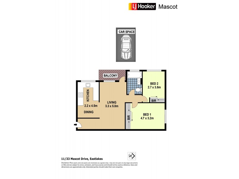 11/33 Mascot Drive, Eastlakes NSW 2018 Floorplan