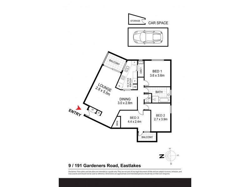 9/191 Gardeners Road, Eastlakes NSW 2018 Floorplan