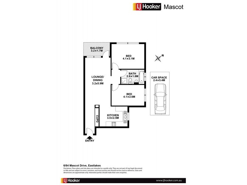 6/84 Mascot Drive, Eastlakes NSW 2018 Floorplan
